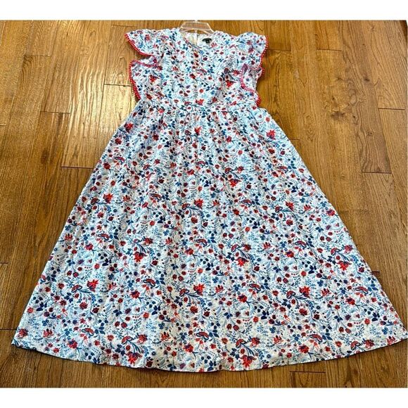 Ann Taylor red and blue floral ruffle trim maxi dress size small - Picture 12 of 12
